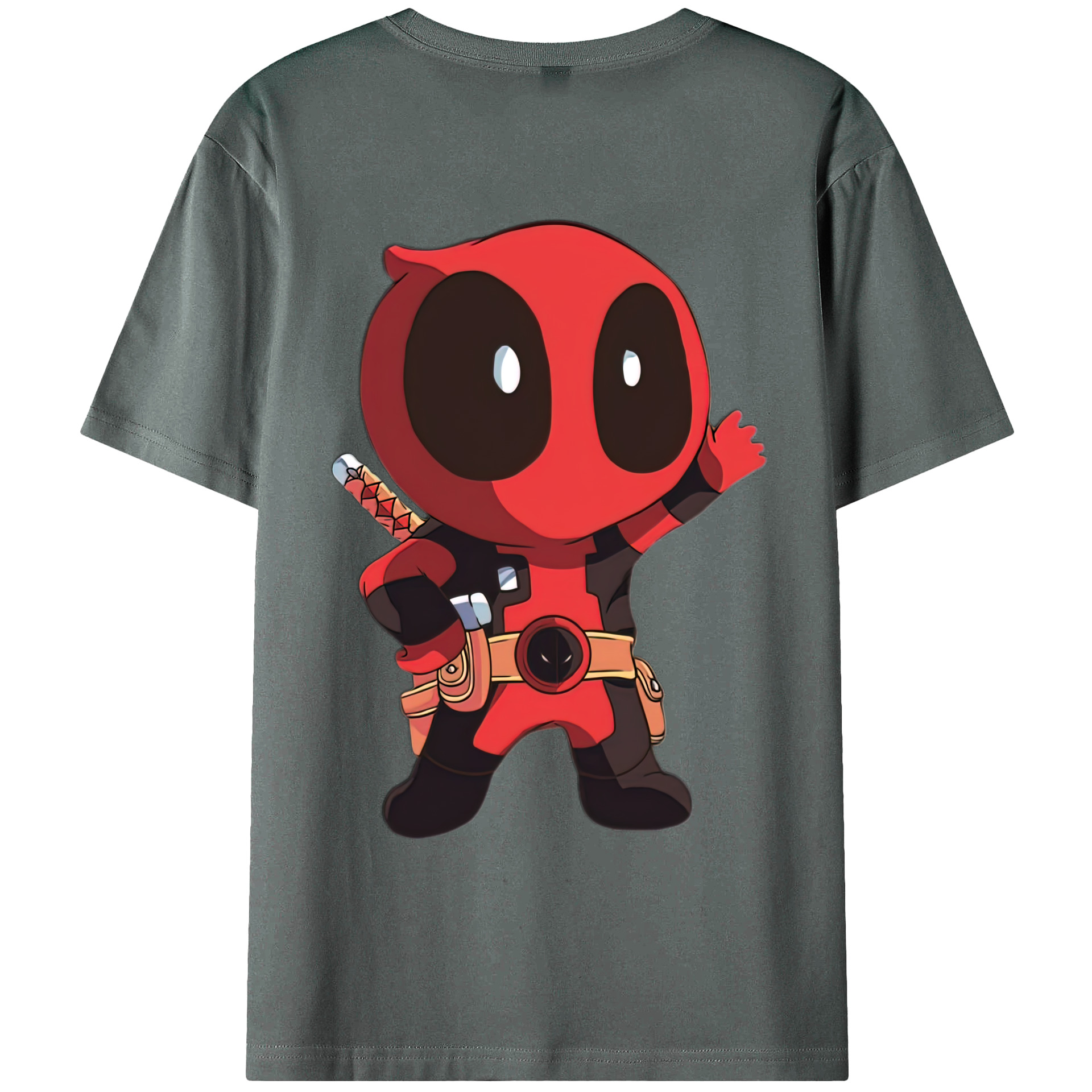 （画像用） Deadpool デッドプール 綿100％ メンズ半袖Tシャツ（バックプリント） 通気性